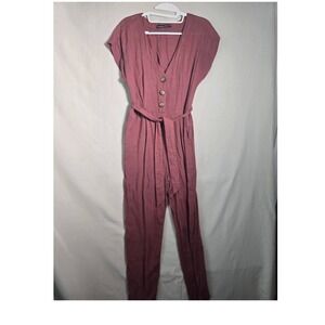 Abercrombie & Fitch Mauve Pink Viscose Button Front Belted Jumpsuit XS. 917